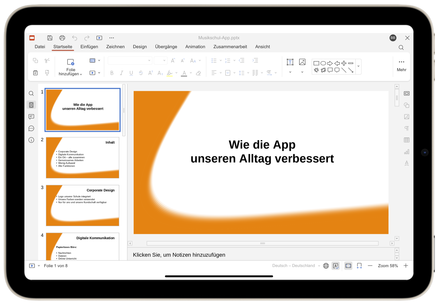 Office-Integration in der Musikschul-App: Präsentation