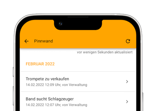 Musikschul-App Pinnwand