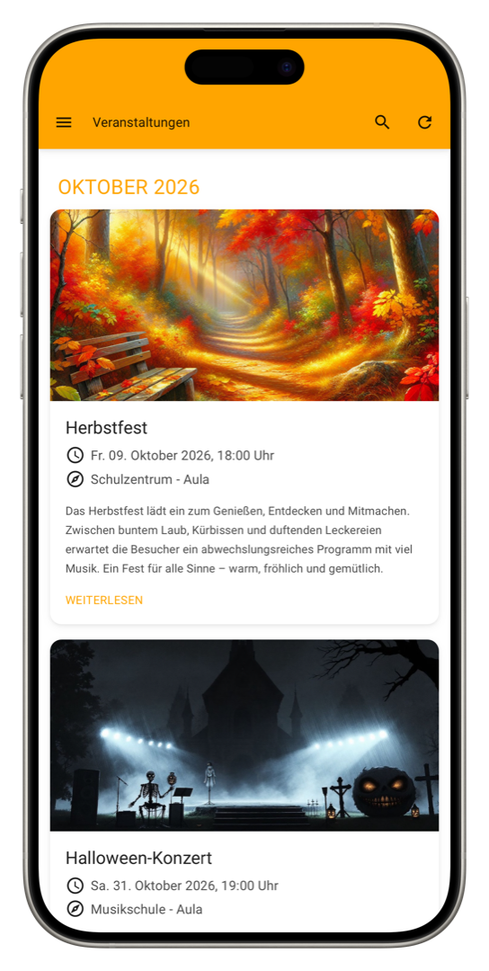 Musikschul-App Veranstaltungen