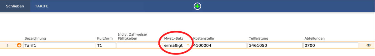 Mehrwertsteuersatz - Zuordnung