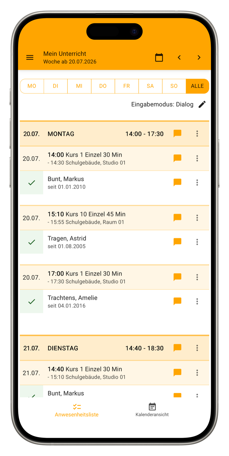 Musikschul-App: Mein Unterricht
