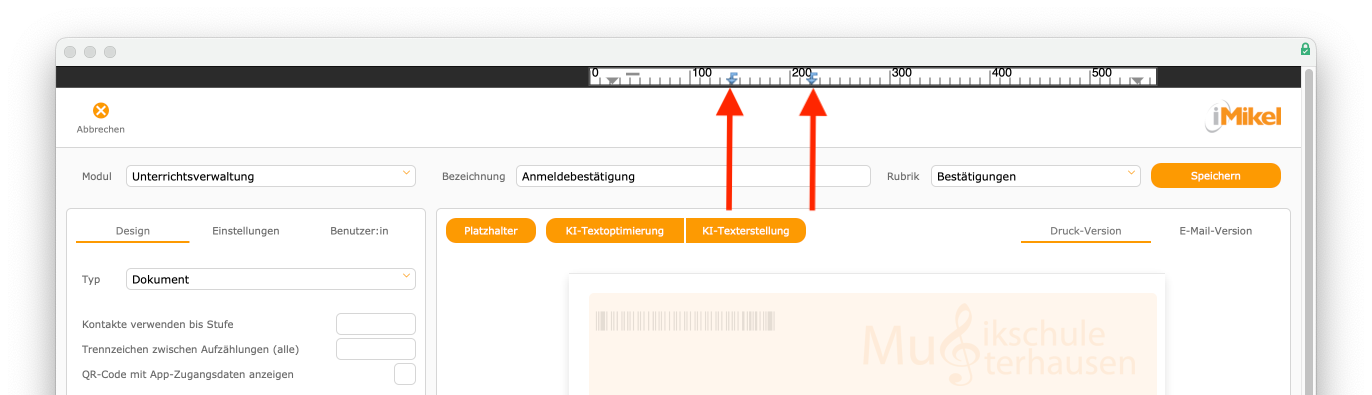 imikel_korrespondenzen_vorlagen_bearbeitung_lineal_tabulatorweite