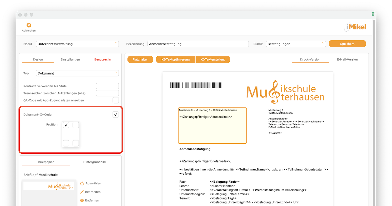 imikel_korrrespondenzen_vorlagen_bearbeiten_design_dokumentid