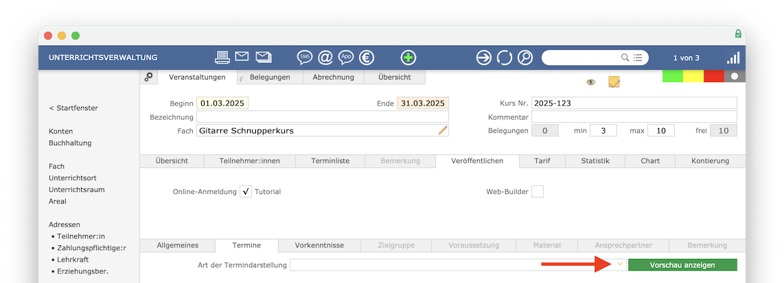 imikel_unterricht_veranstaltungen_veroeffentlichen_termine_optionen