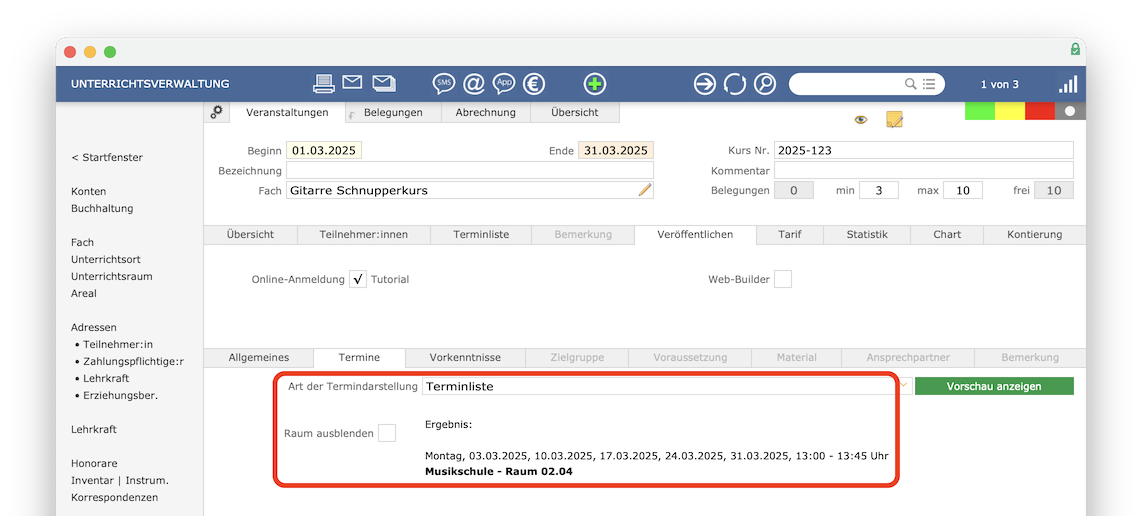 imikel_unterricht_veranstaltungen_veroeffentlichen_termine_terminliste