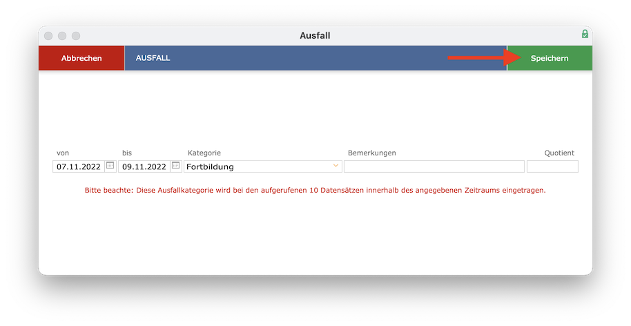 imikel_unterricht_abrechnung_ausfall_zeitraum_speichern
